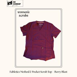 Fabletics Method 2-Pocket Scrub Top – Berry Blast